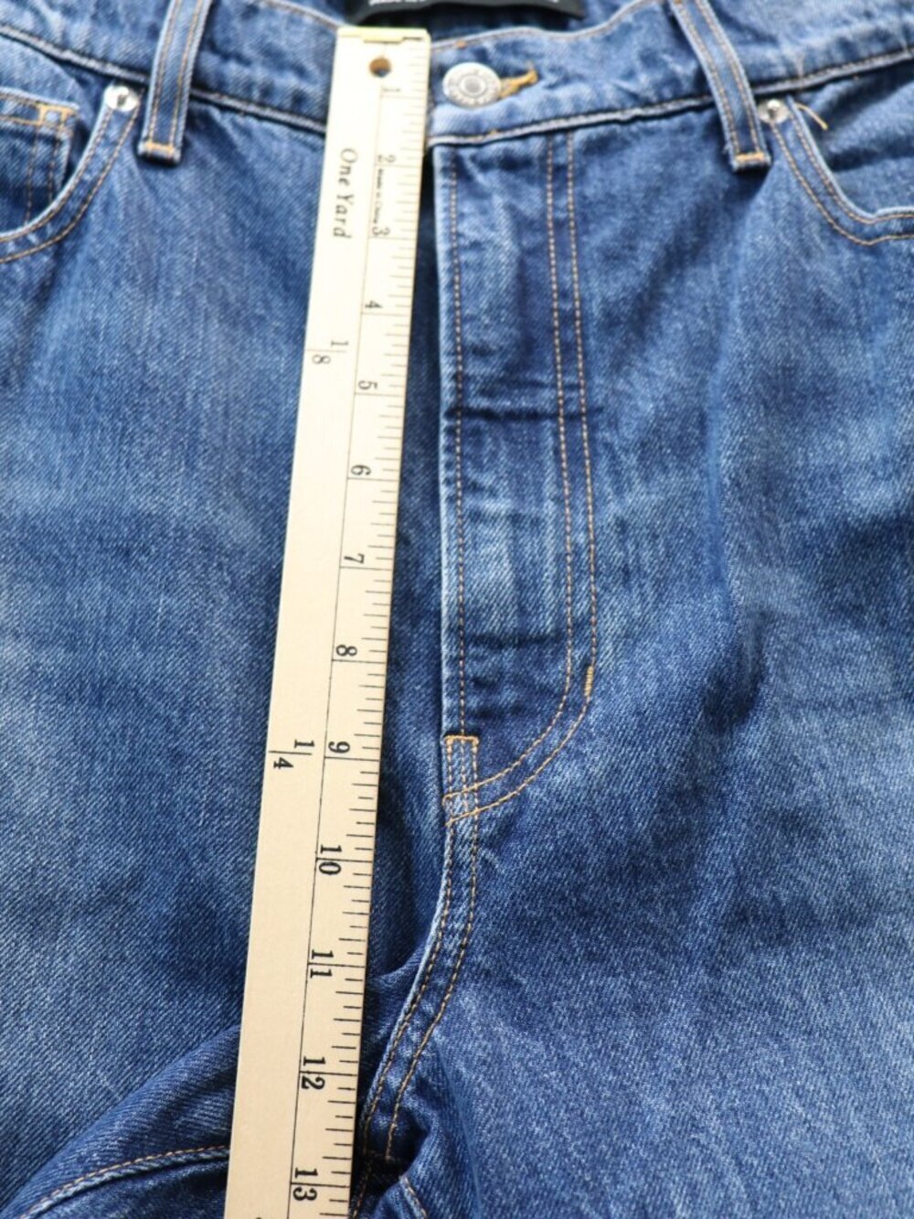NWT Veronica Beard Keane High Rise Long Straight Leg Jeans Blue 32 Front Slit - Picture 12 of 15